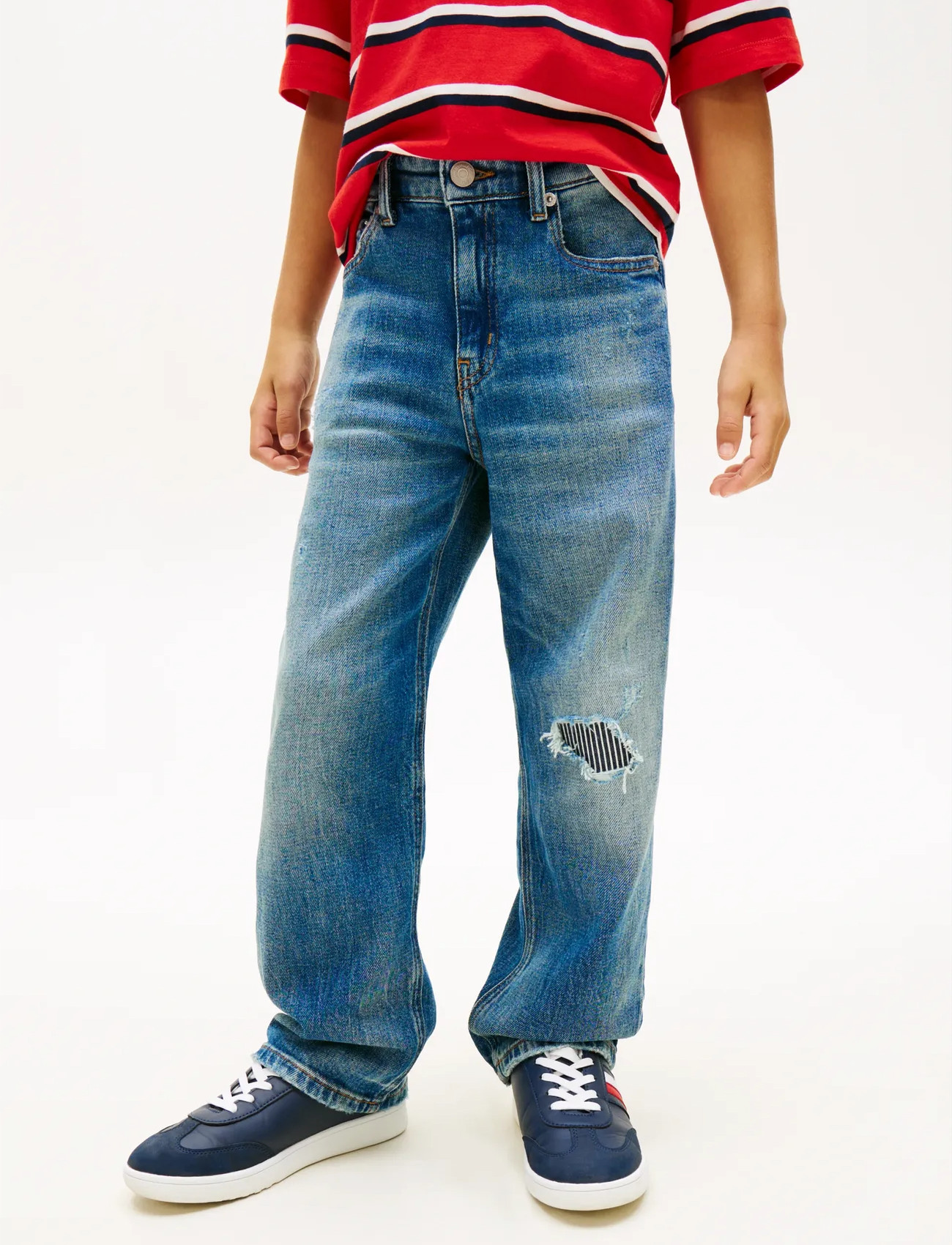 Tommy Hilfiger Baggy Mid Blue Destruction Jeans, 122, Blue, Jeans > Løse Jeans, Børn