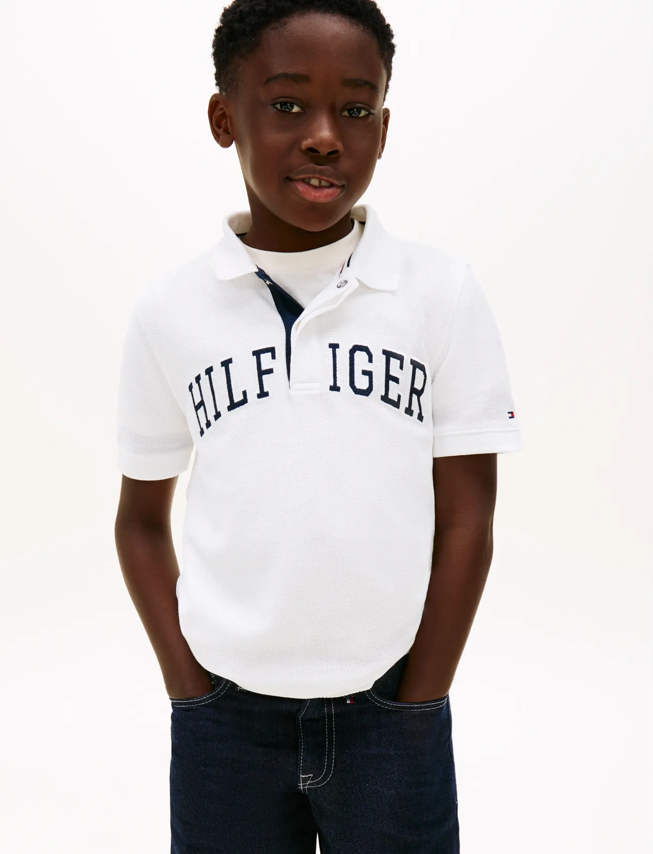 Tommy Hilfiger Hilfiger Varsity Graphic Polo Ss, 116, White, Poloshirts > Poloshirts Med Korte Ærmer, Børn