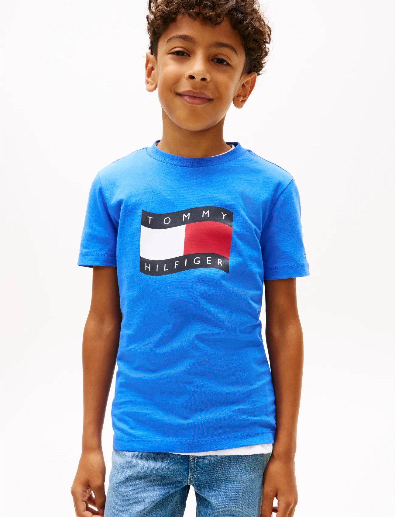 Tommy Hilfiger Wavy Flag T-Shirt, 164, Blue, T-Shirts > Kortærmede, Børn
