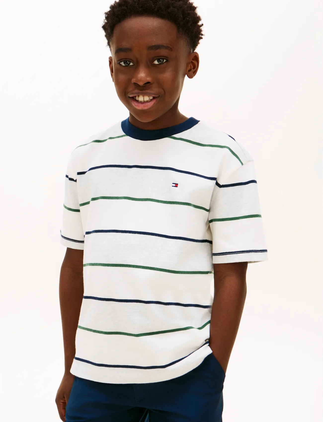 Tommy Hilfiger Rugby Stripe T-Shirt Ss, 176, Navy, T-Shirts > Kortærmede, Børn