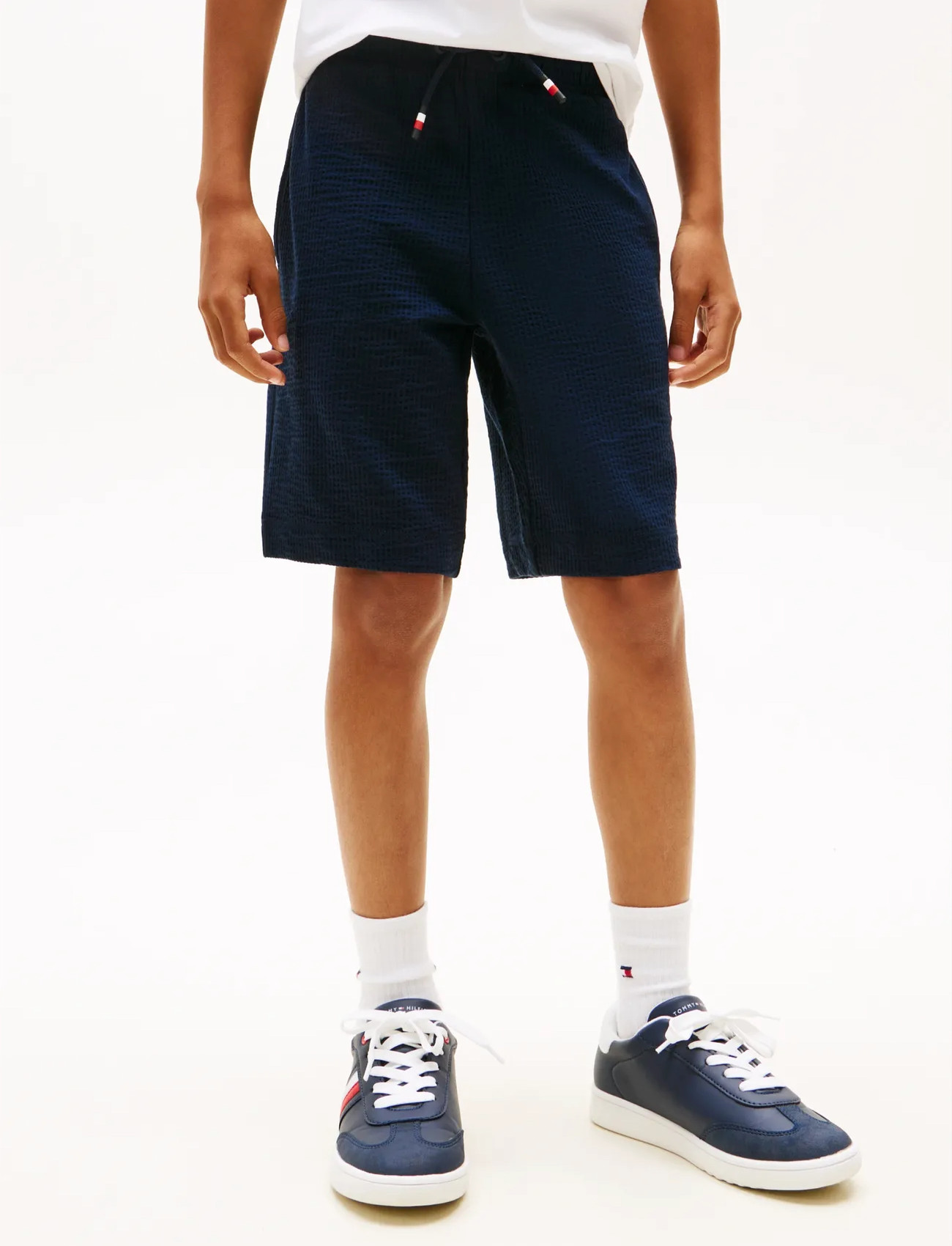 Tommy Hilfiger Jersey Seersucker Sweatshort, 164, Navy, Shorts > Svedeshorts, Børn