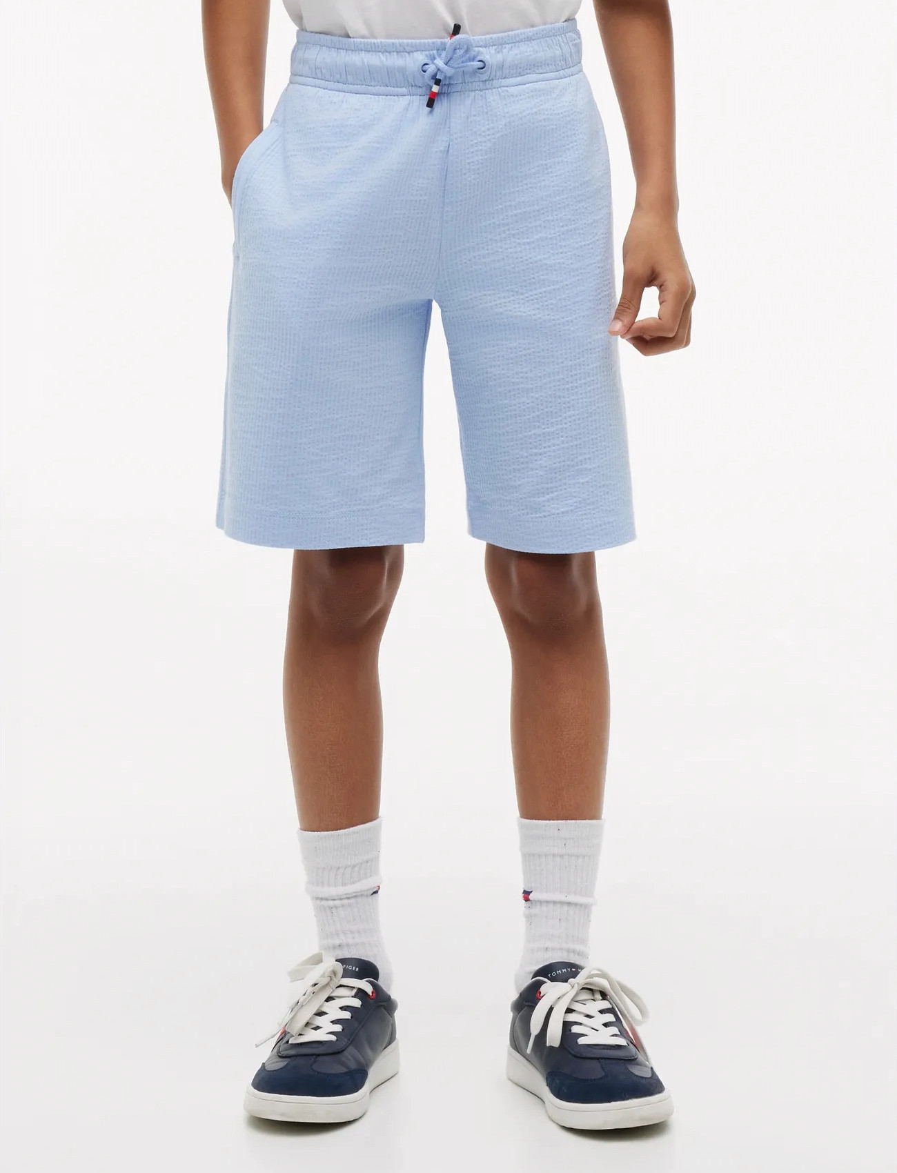 Tommy Hilfiger Jersey Seersucker Sweatshort, 164, Blue, Shorts > Svedeshorts, Børn