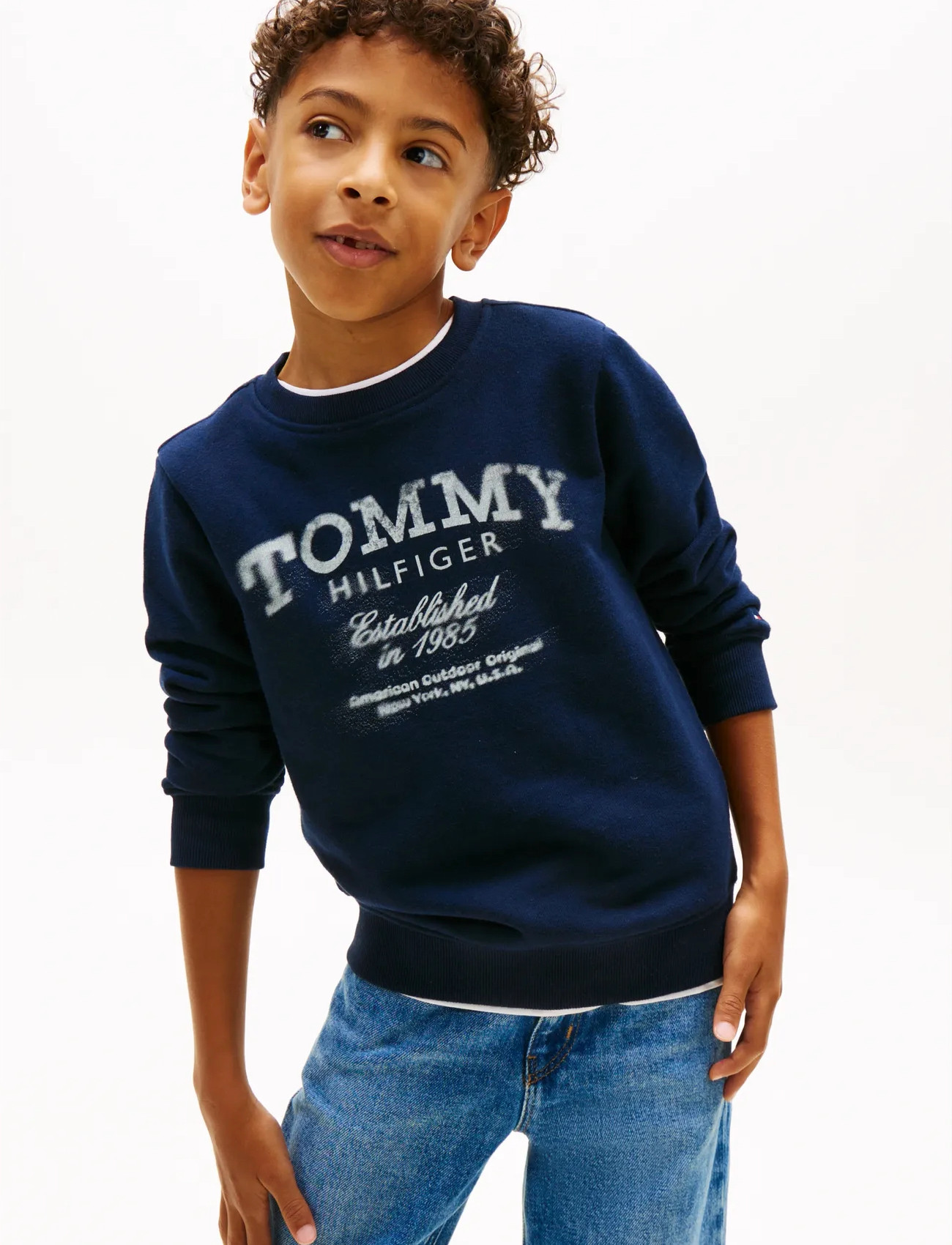 Tommy Hilfiger Tommy Faded Print Sweatshirt, 164, Navy, Sweatshirts & Hættetrøjer > Sweatshirts, Børn