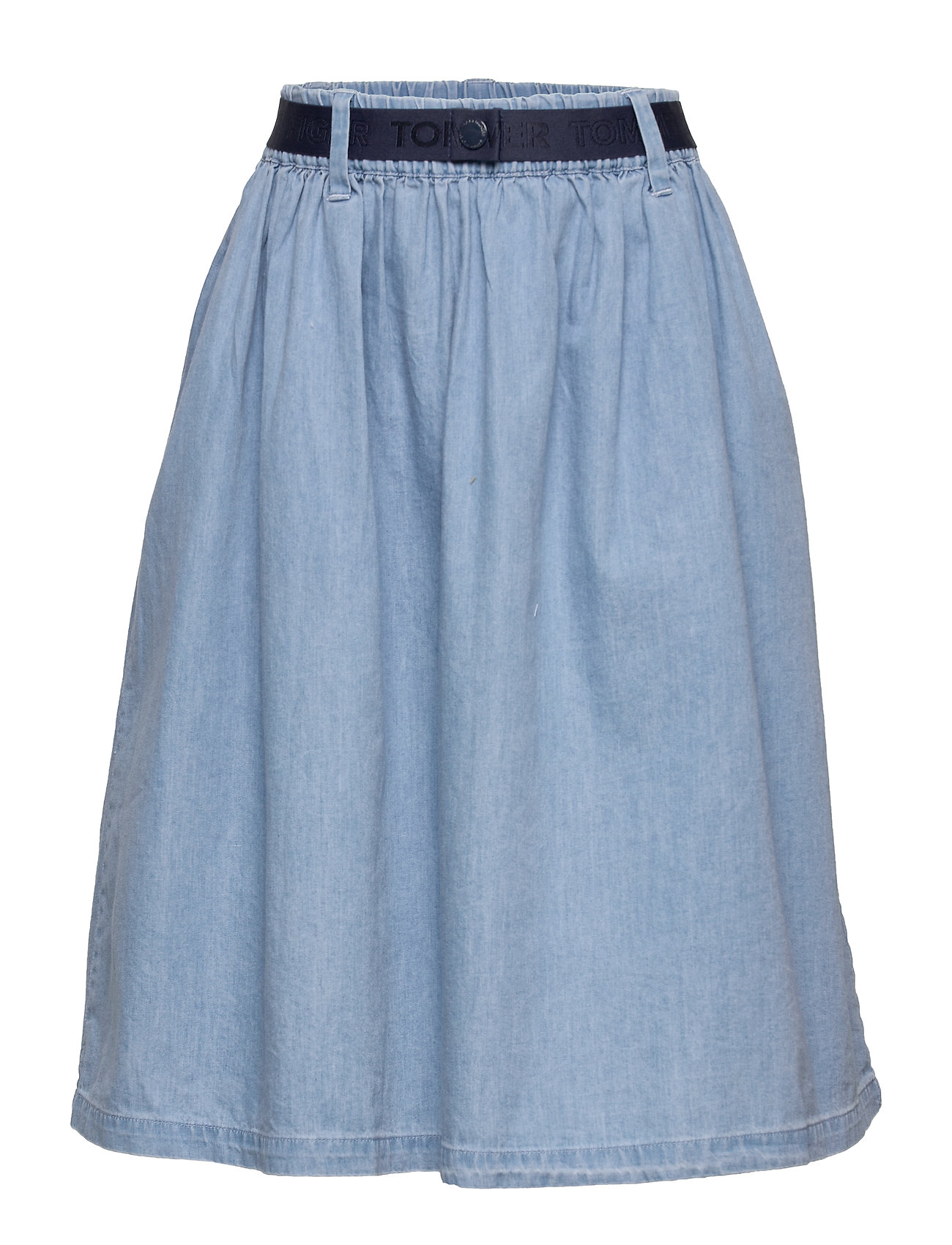 light denim midi skirt