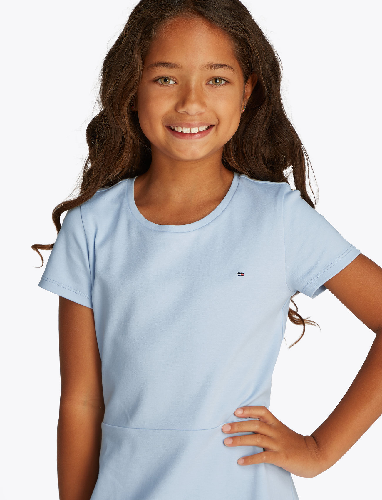 Tommy Hilfiger Essential Skater Dress Ss, 176, Blue, Fritidskjoler > Kortærmede Fritidskjoler, Børn
