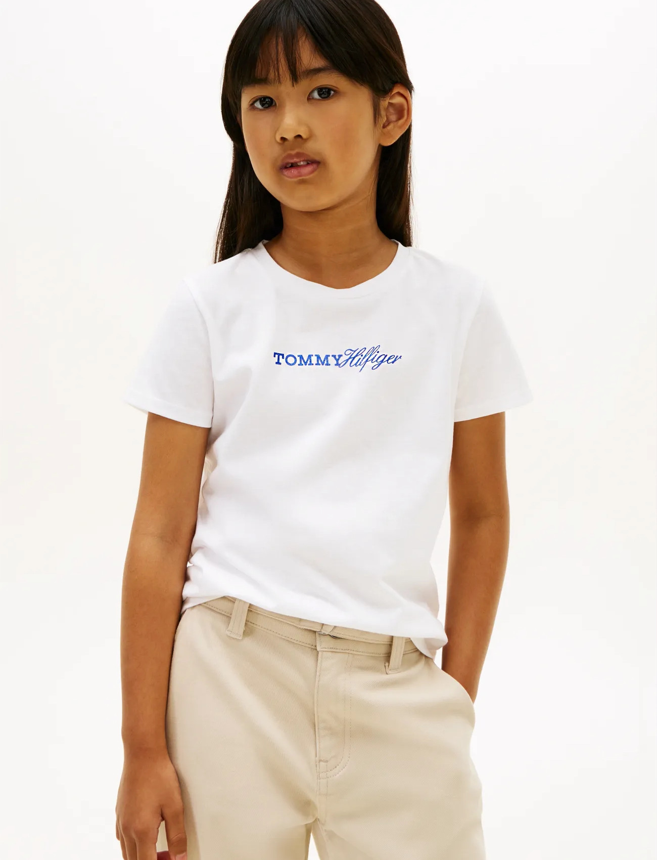 Tommy Hilfiger Tommy Script Tee Ss, 164, White, T-Shirts > Kortærmede, Børn