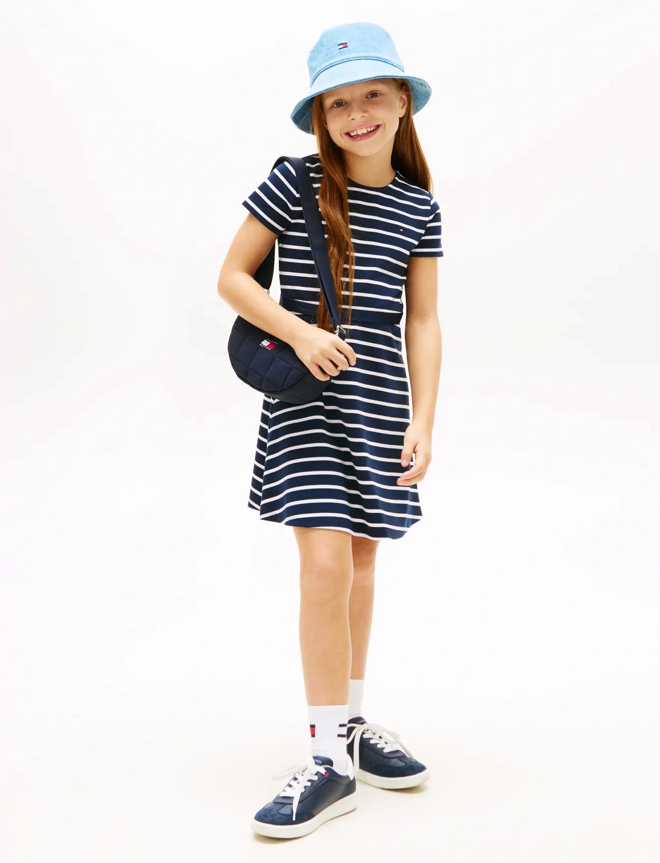 Tommy Hilfiger Essential Punto Skater Dress Ss, 176, Navy, Fritidskjoler > Kortærmede Fritidskjoler, Børn