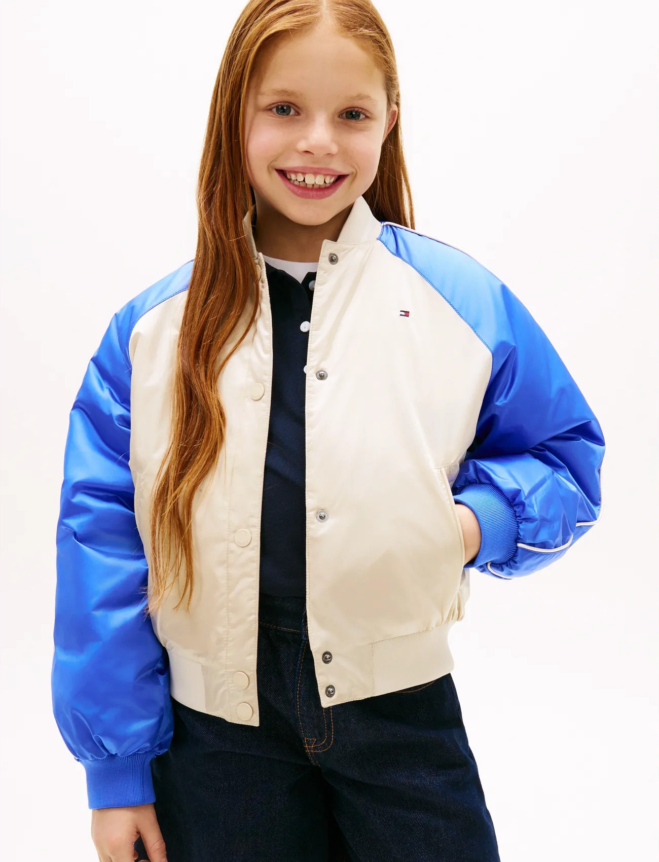 Tommy Hilfiger Bomber Varisty Colorblock, 128, Blue, Jakker & Frakker > Bomber, Børn