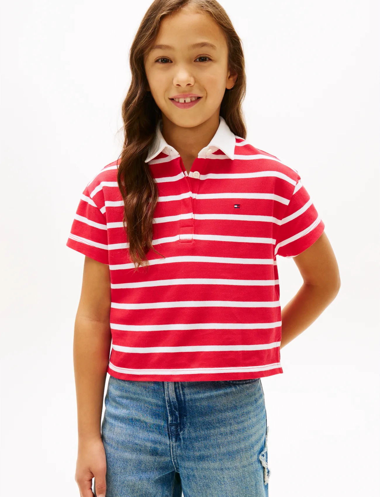 Tommy Hilfiger Rugby Polo Ss, 164, Red, Poloshirts > Poloshirts Med Korte Ærmer, Børn