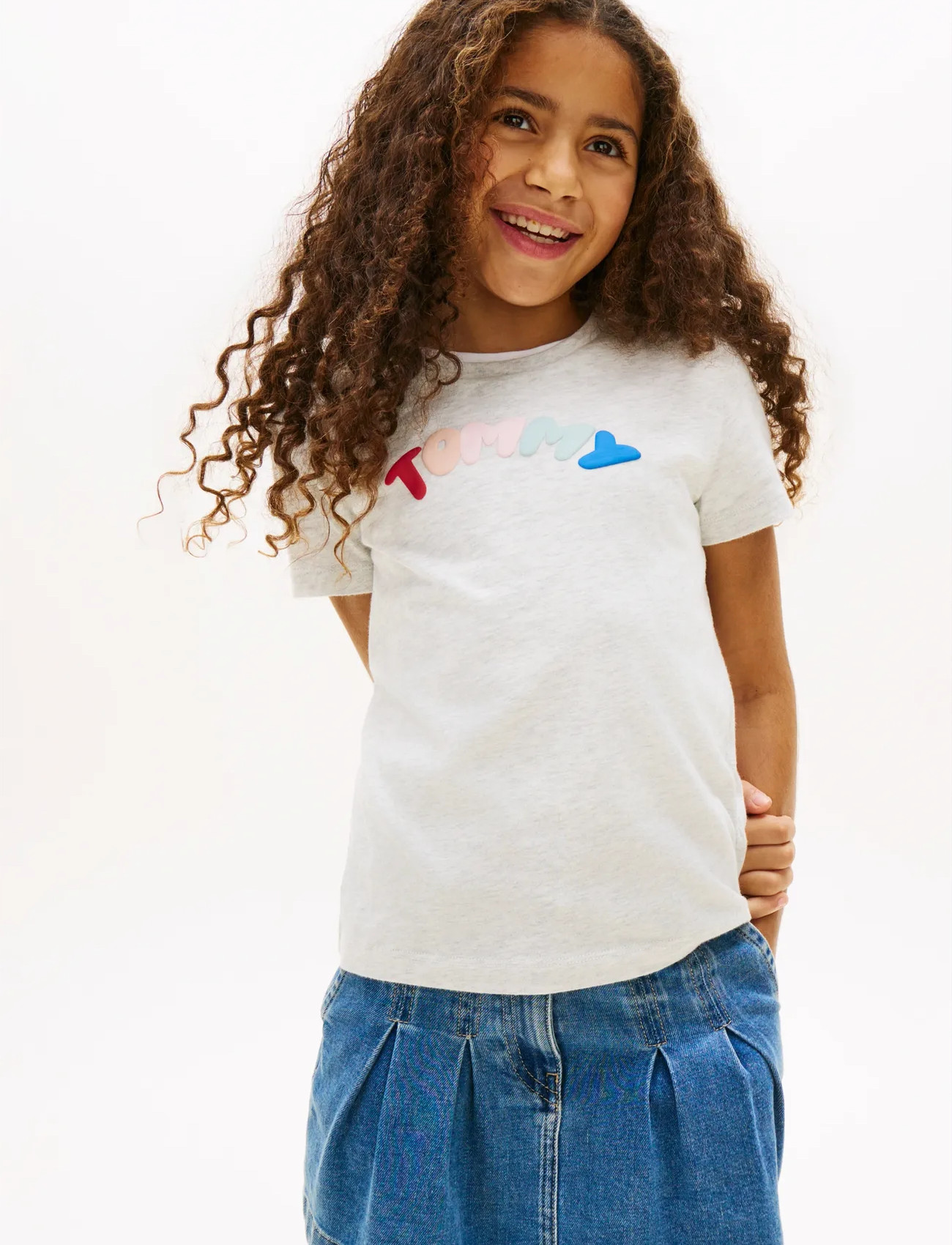 Tommy Hilfiger Tommy Puff Print Tee Ss, 164, Grey, T-Shirts > Kortærmede, Børn