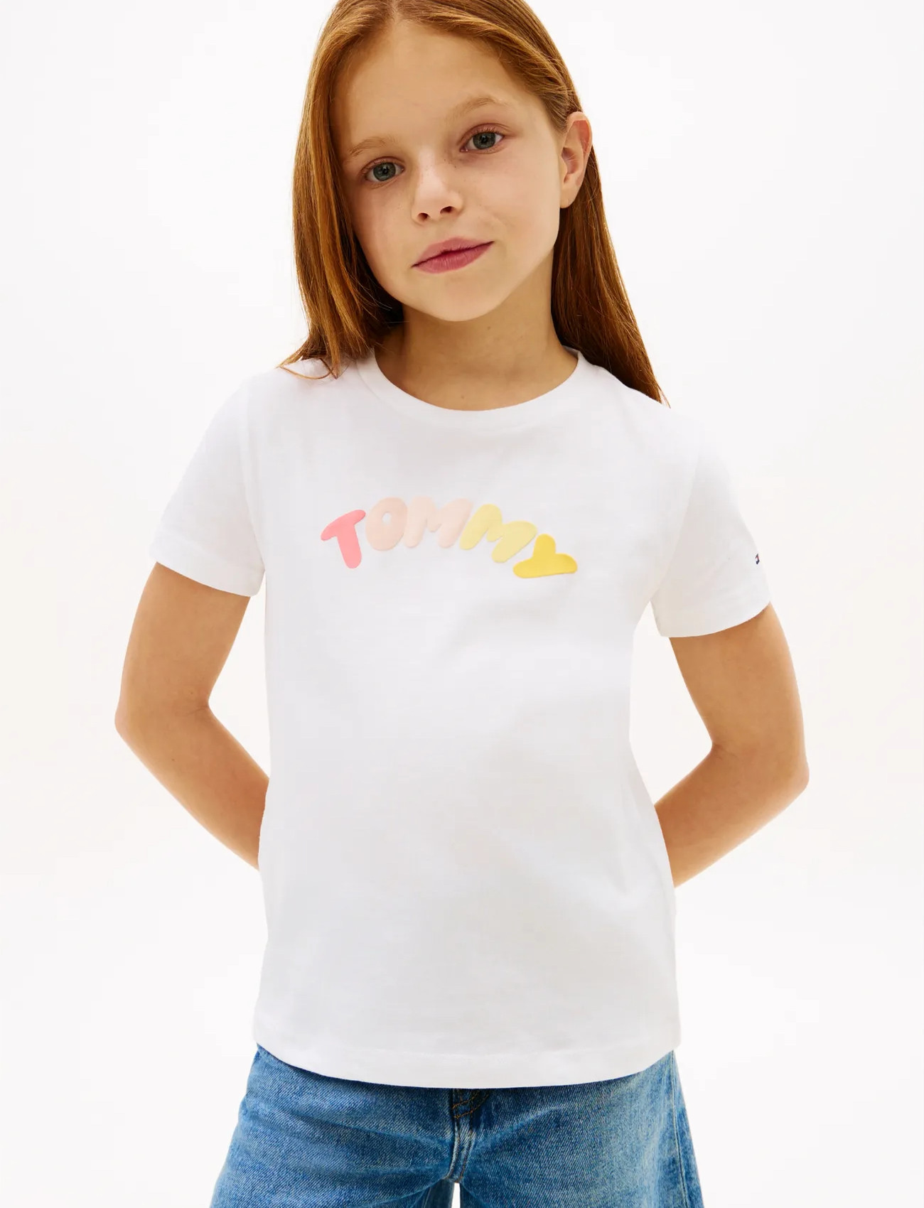 Tommy Hilfiger Tommy Puff Print Tee Ss, 164, White, T-Shirts > Kortærmede, Børn