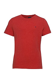 Tommy Hilfiger - BOYS BASIC CN KNIT S/S - plain short-sleeved t-shirts - apple red heather - 0