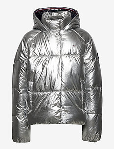 silver tommy hilfiger bubble coat