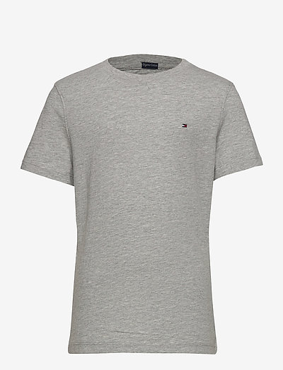 BOYS BASIC CN KNIT S/S - ensfarvede kortærmede t-shirts - grey heather