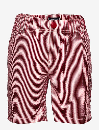SEERSUCKER SHORT - chino shorts - deep crimson / white stripe