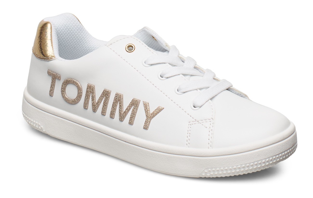 tommy hilfiger white and gold sneakers