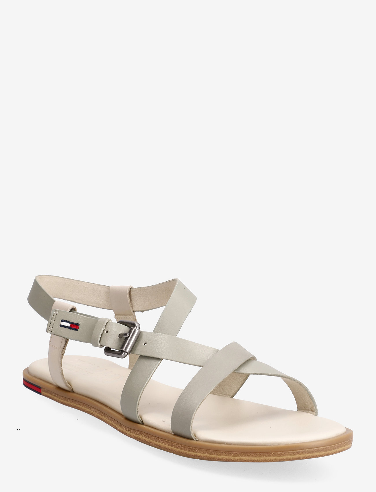 Tommy Hilfiger - TOMMY JEANS LEATHER  SANDAL - flat sandals - faded willow - 0