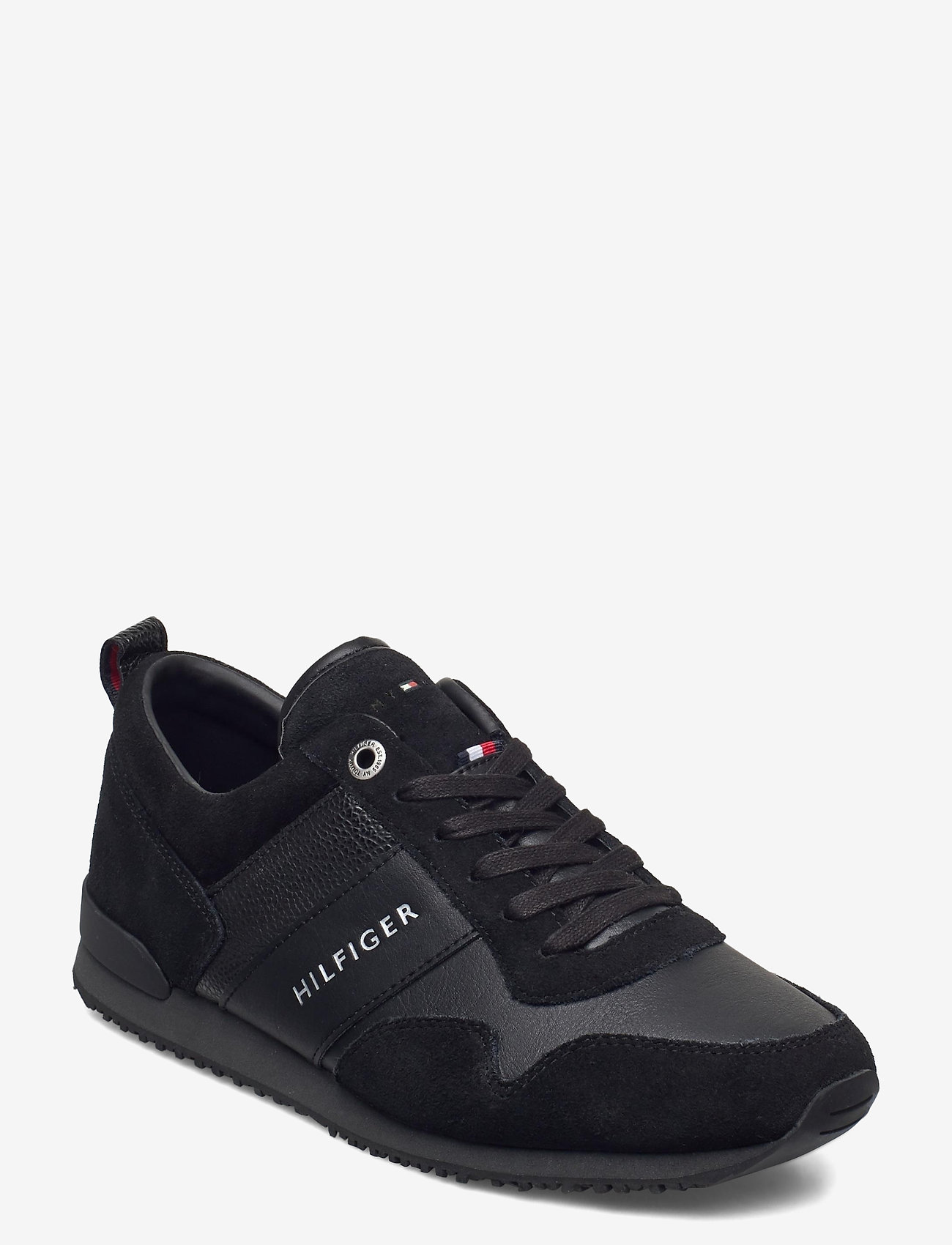 tommy hilfiger suede mix sneaker in black