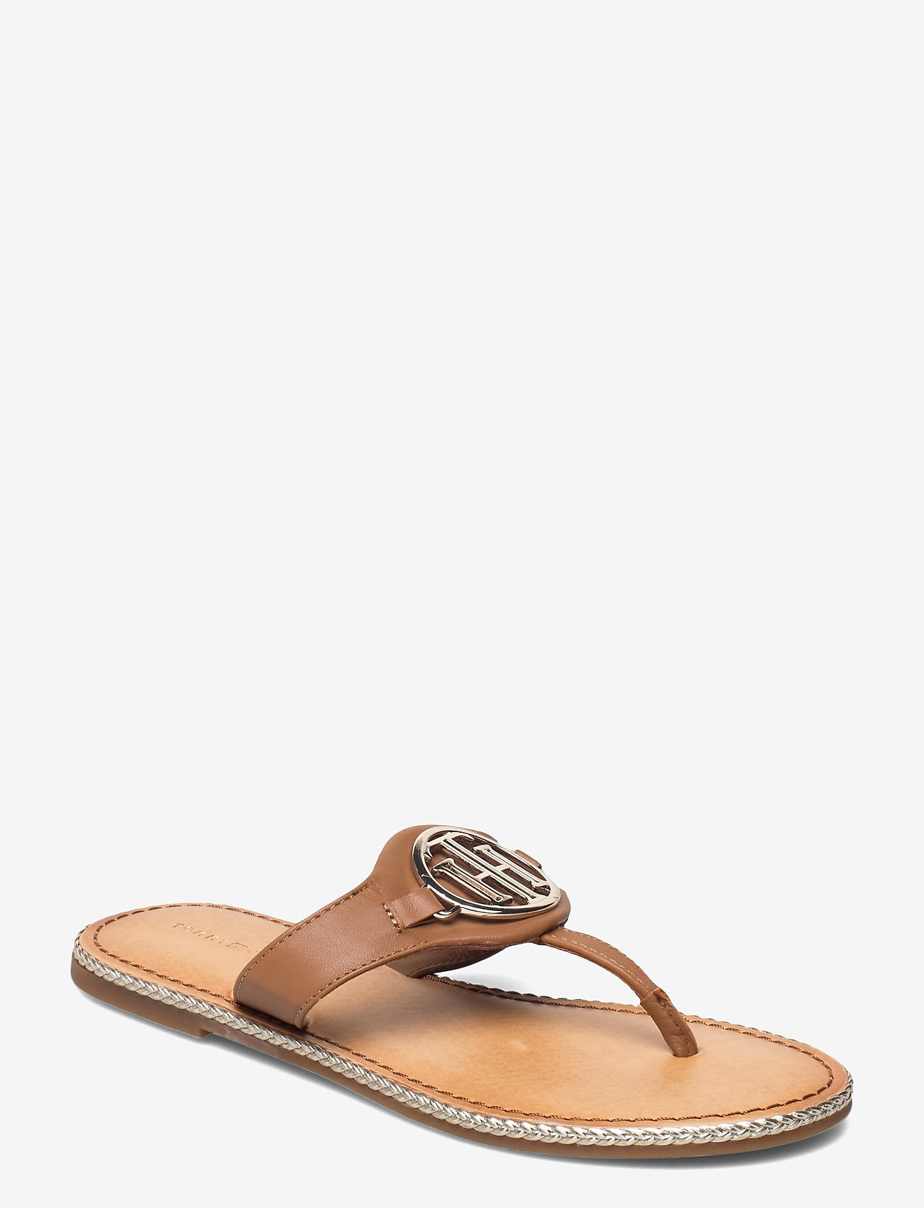 cognac flat sandals