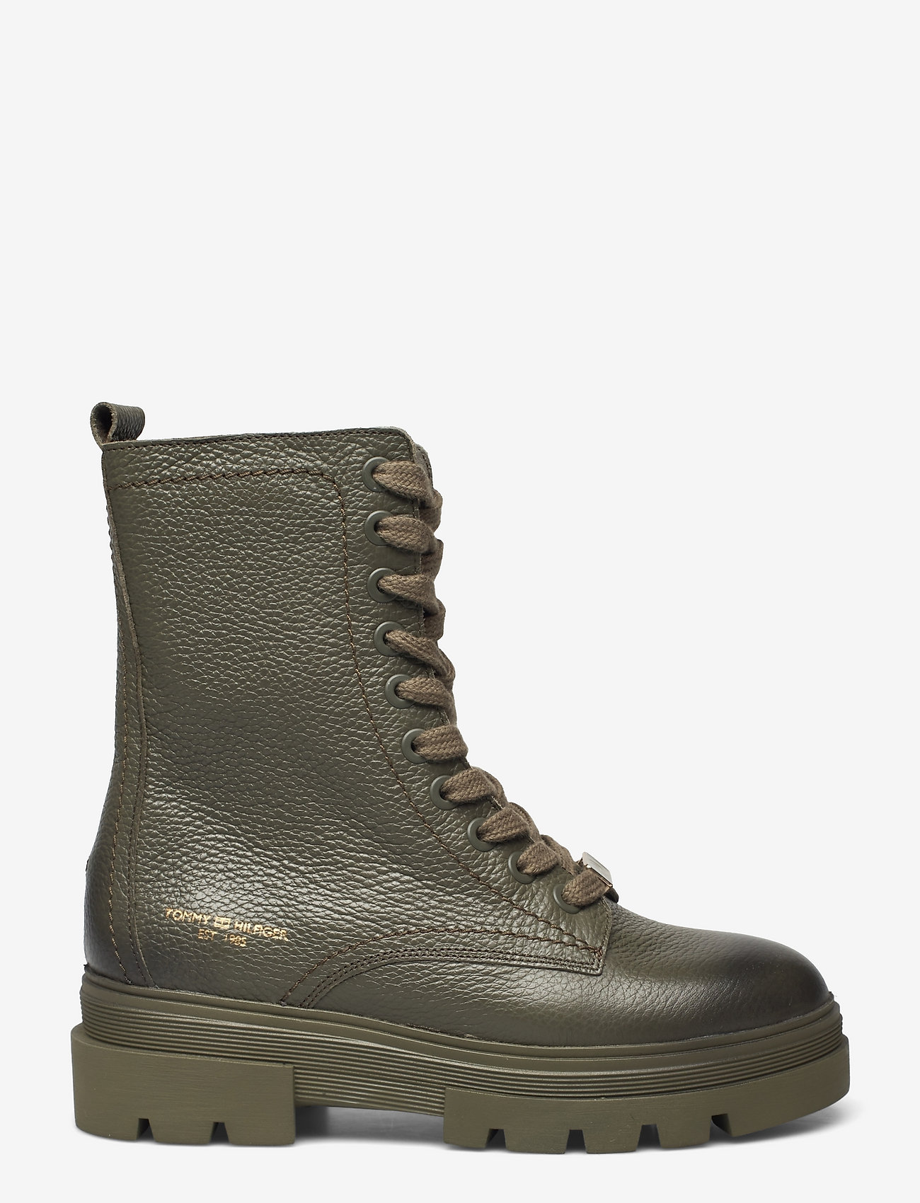 Tommy Hilfiger - MONOCHROMATIC LACE UP BOOT - flat ankle boots - army green - 1
