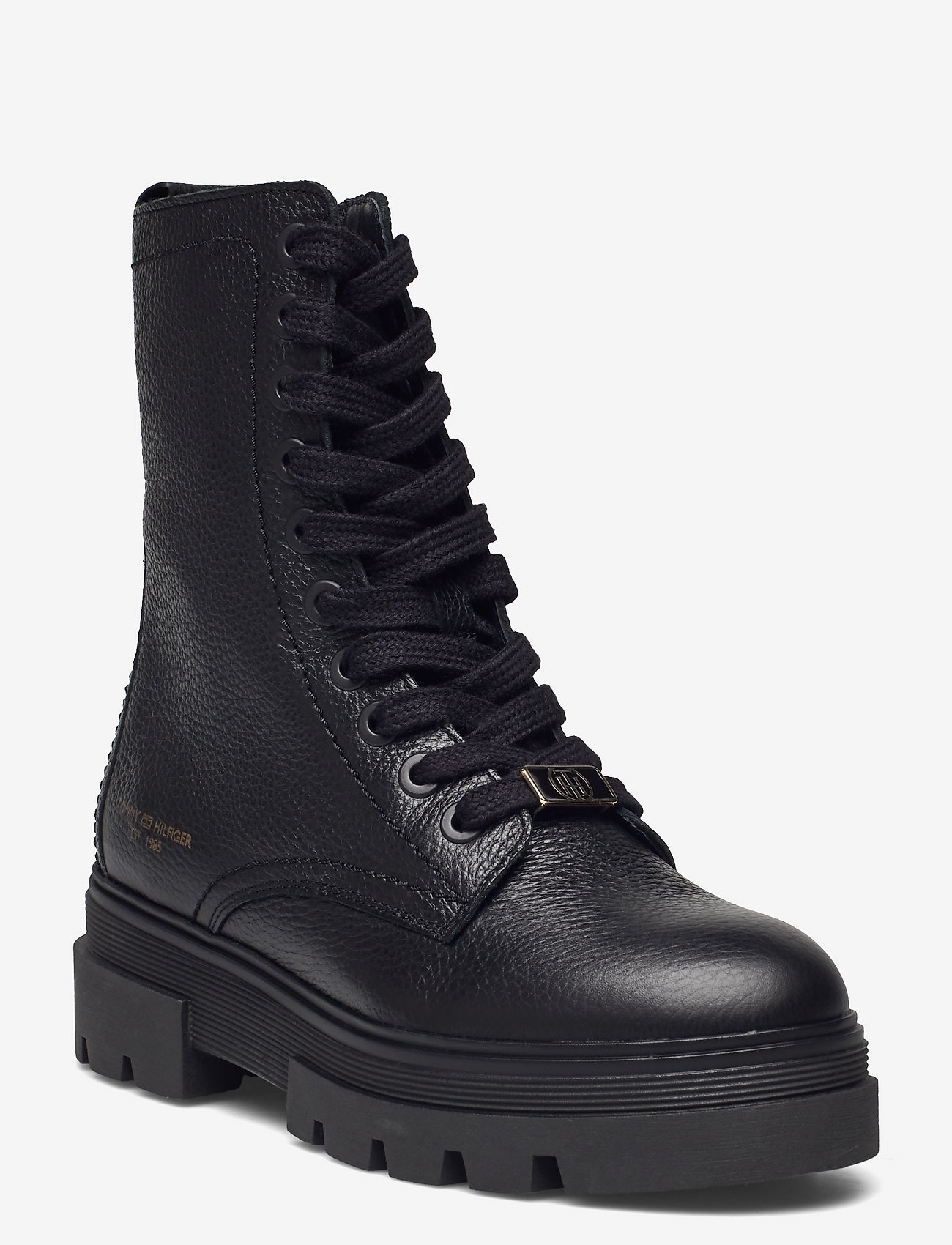 Tommy Hilfiger Monochromatic Lace Up Boot - Flat ankle boots | Boozt.com