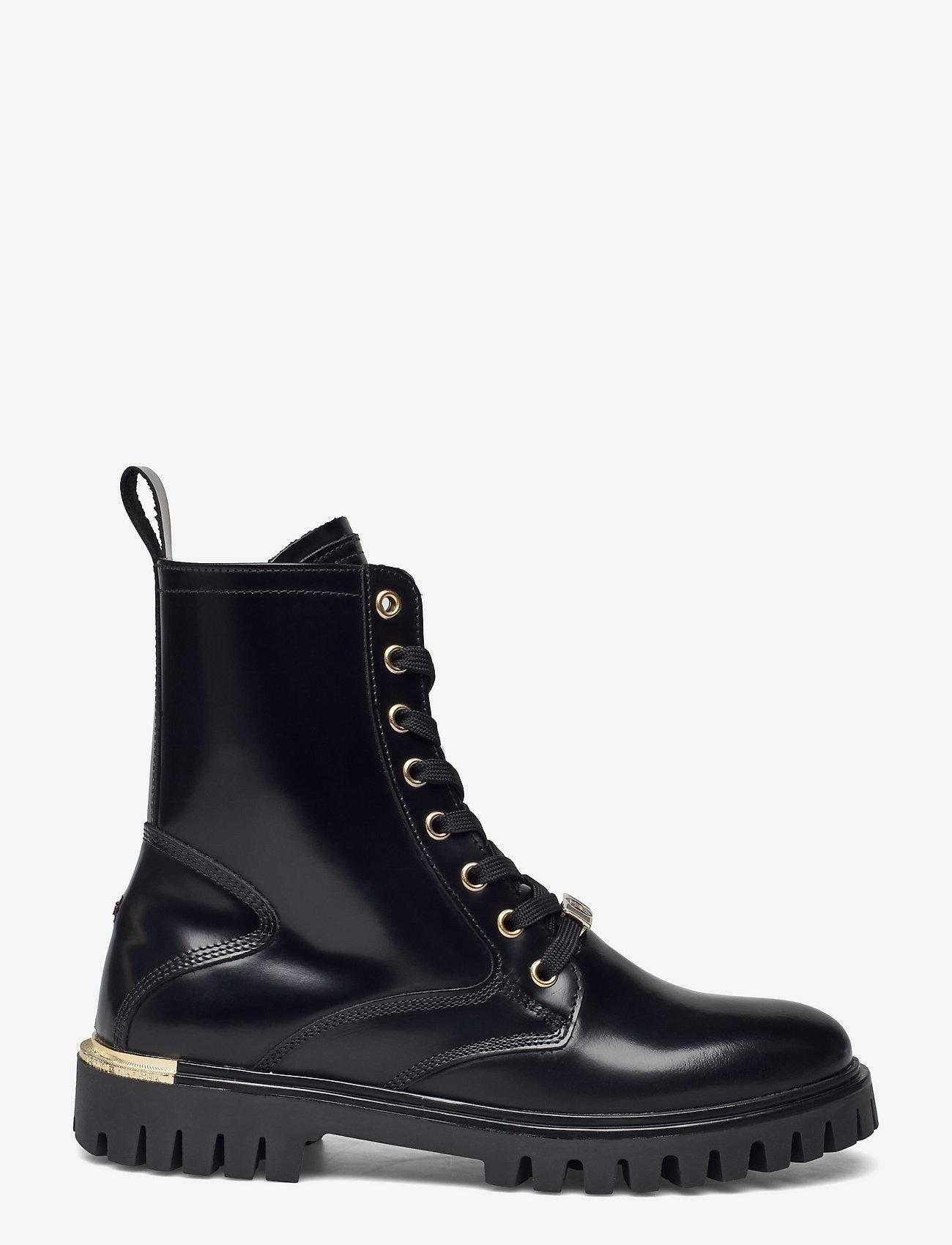 Tommy Hilfiger - POLISHED LEATHER LACE UP BOOT - flat ankle boots - black - 1