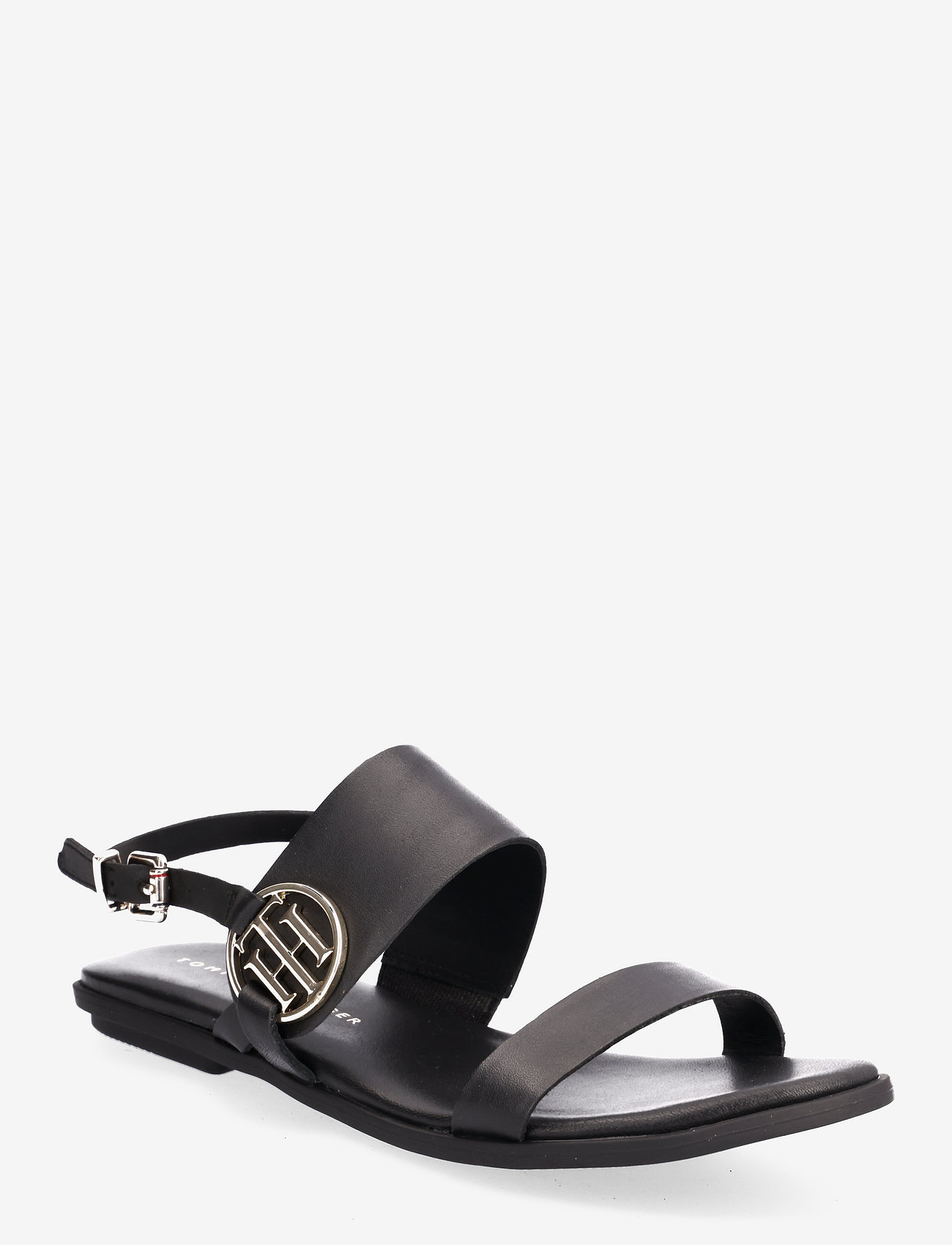 Tommy Hilfiger - ROUND TH FLAT SANDAL - flat sandals - black - 0