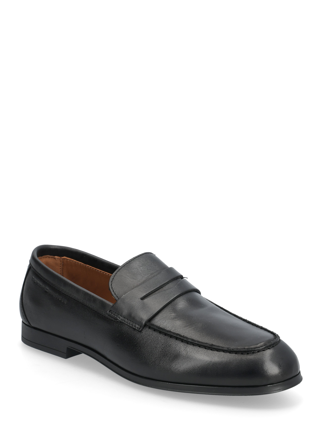 Tommy Hilfiger Flexible Slim Leather Loafer, 42, Black, Sko > Hyttesko, Herre