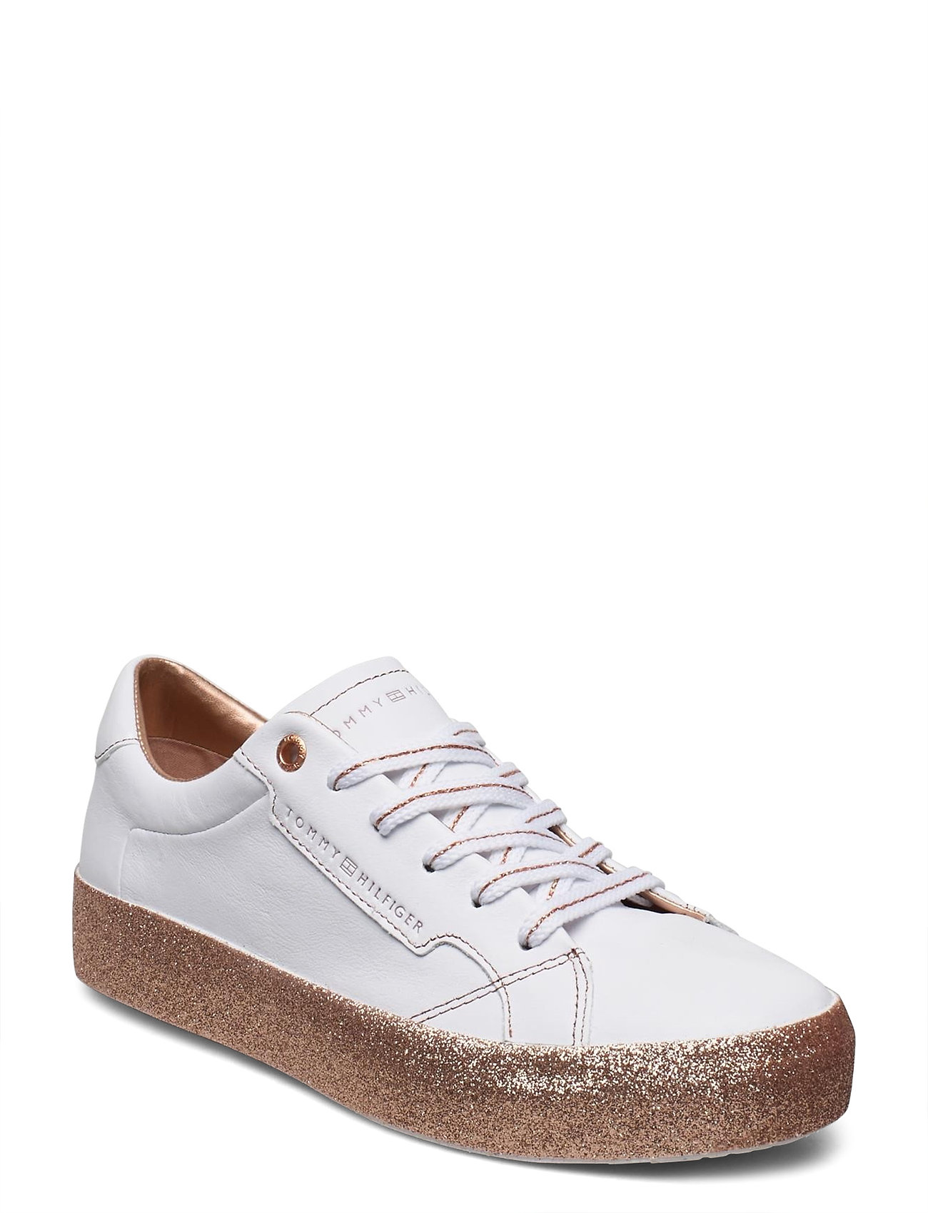 tommy hilfiger white and gold sneakers