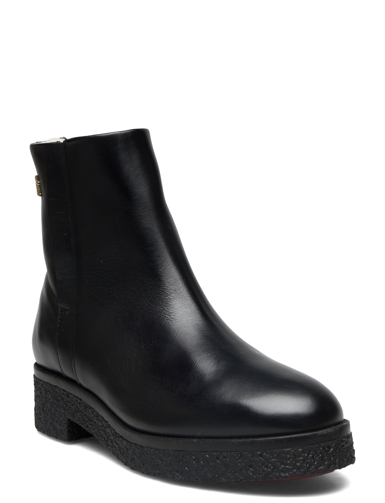 Crepe Look Ankle Boot Shoes Boots Ankle Boots Ankle Boots Flat Heel Black Tommy Hilfiger