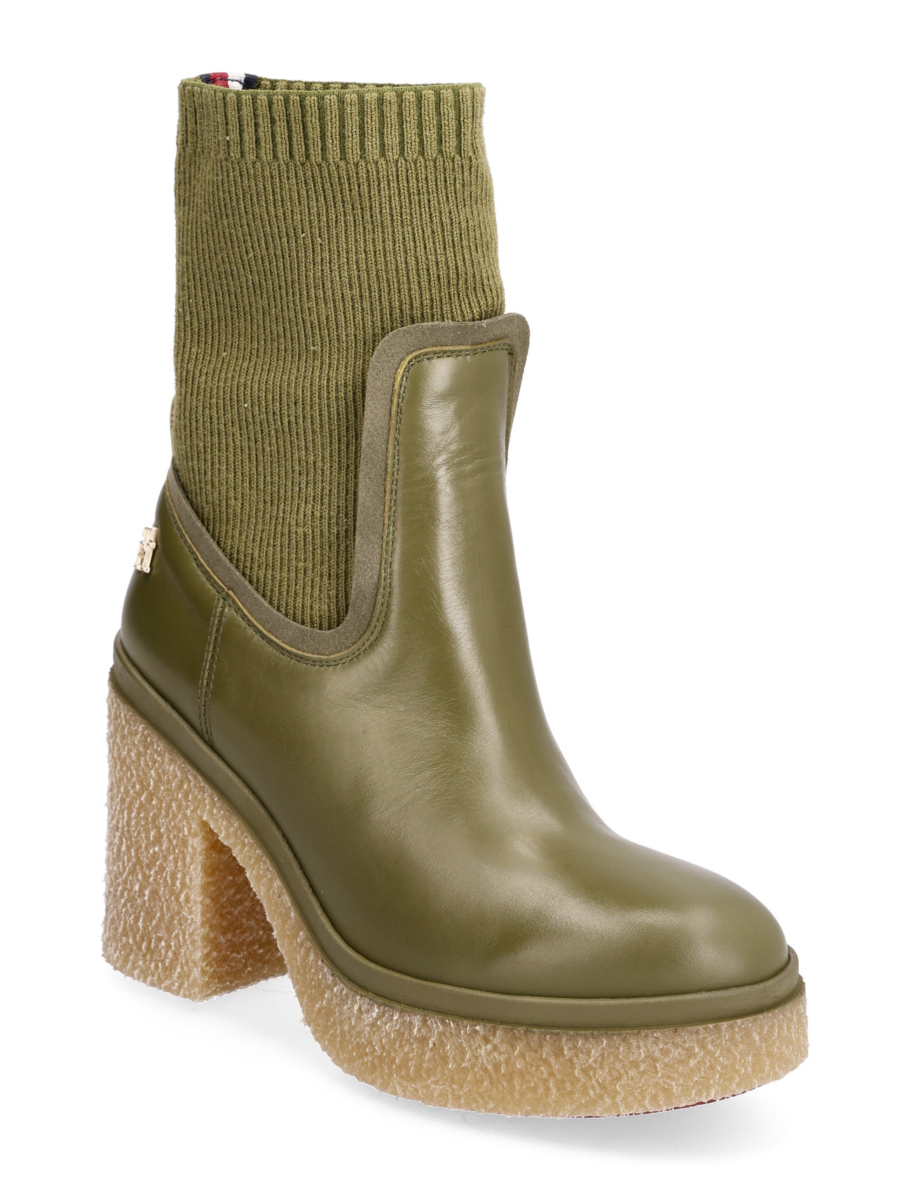 Plateau Crepe Look Sockboot Shoes Boots Ankle Boots Ankle Boots With Heel Green Tommy Hilfiger