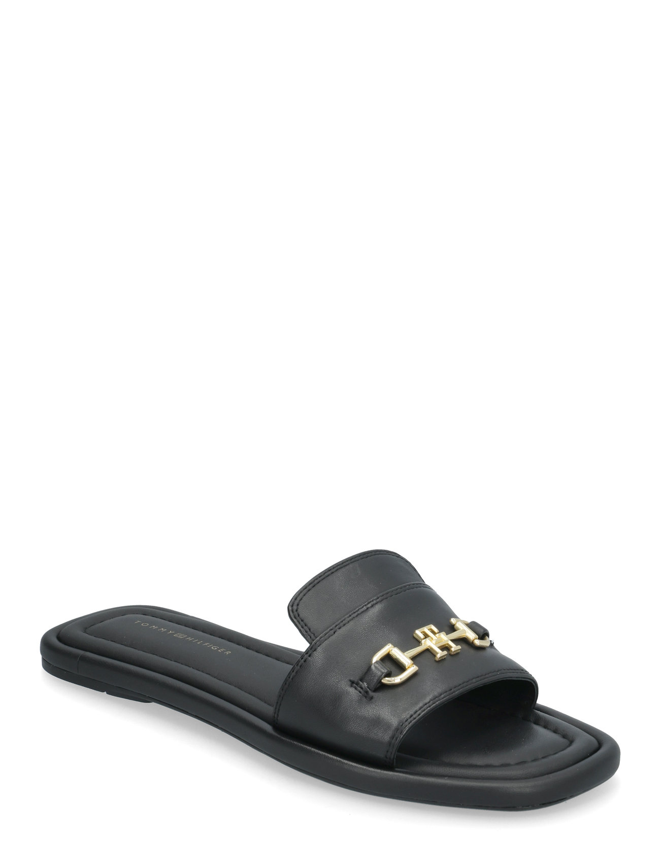 Leather Horsebit Mule Shoes Sandals Flat Sandals Black Tommy Hilfiger