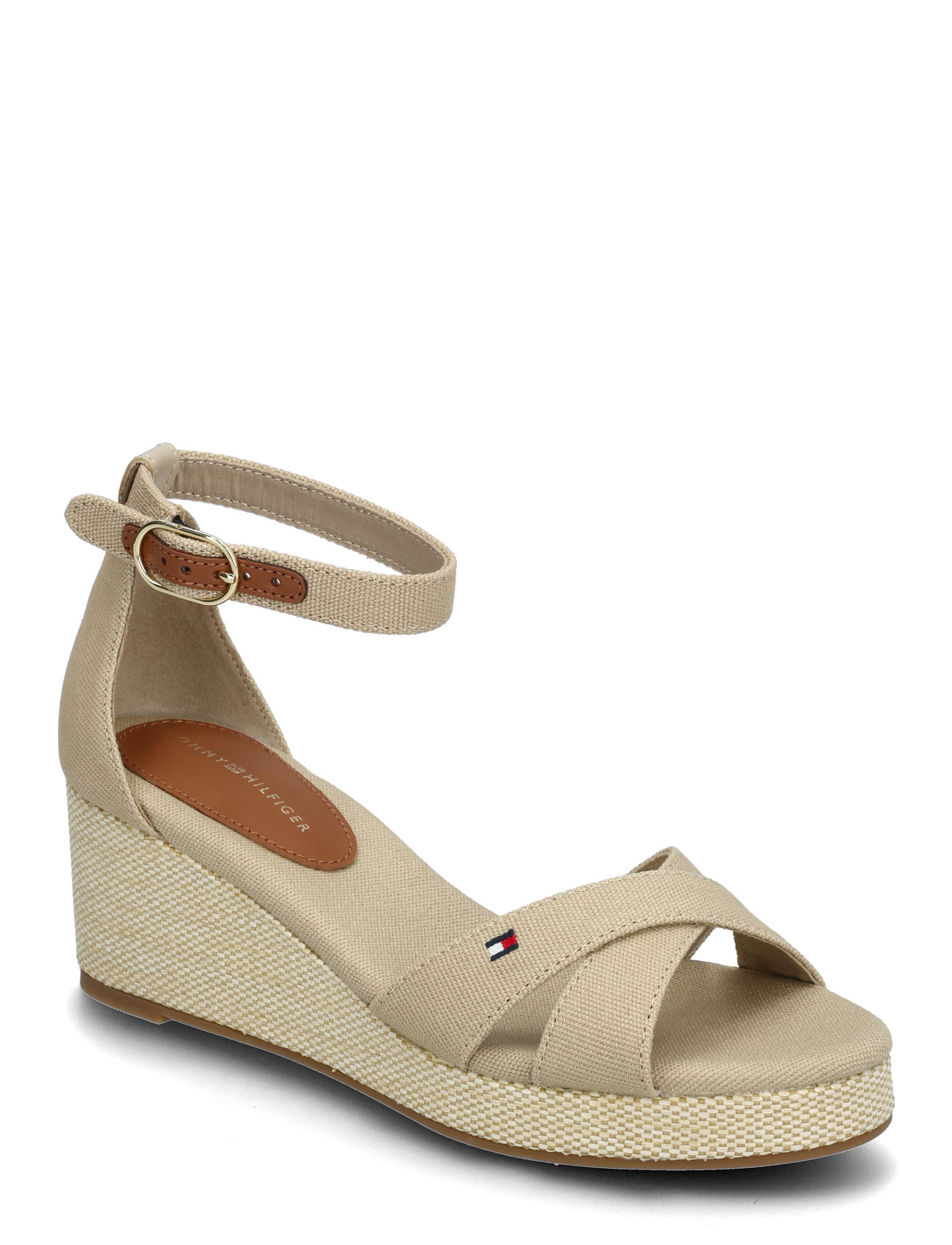 Flag Criss-Cros Mid Wedge Espad Shoes Sandals Platform Sandals Beige Tommy Hilfiger