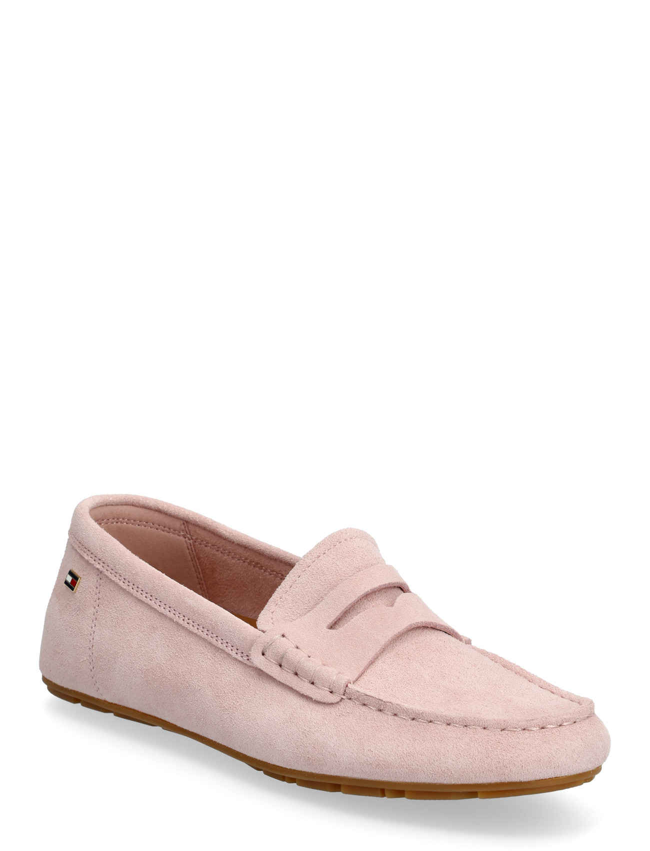 Tommy Hilfiger Flag Soft Suede Driver Loafer, 37, Pink, Sko > Flat Loafers, Dame