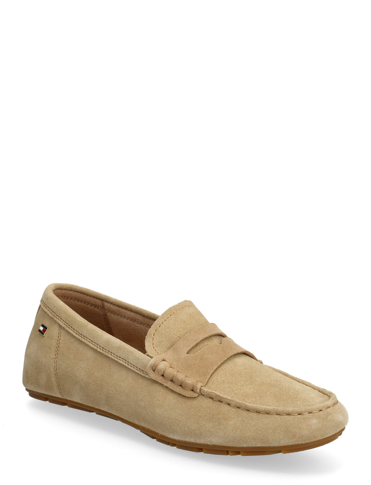 Tommy Hilfiger Flag Soft Suede Driver Loafer, 36, Beige, Sko > Flat Loafers, Dame