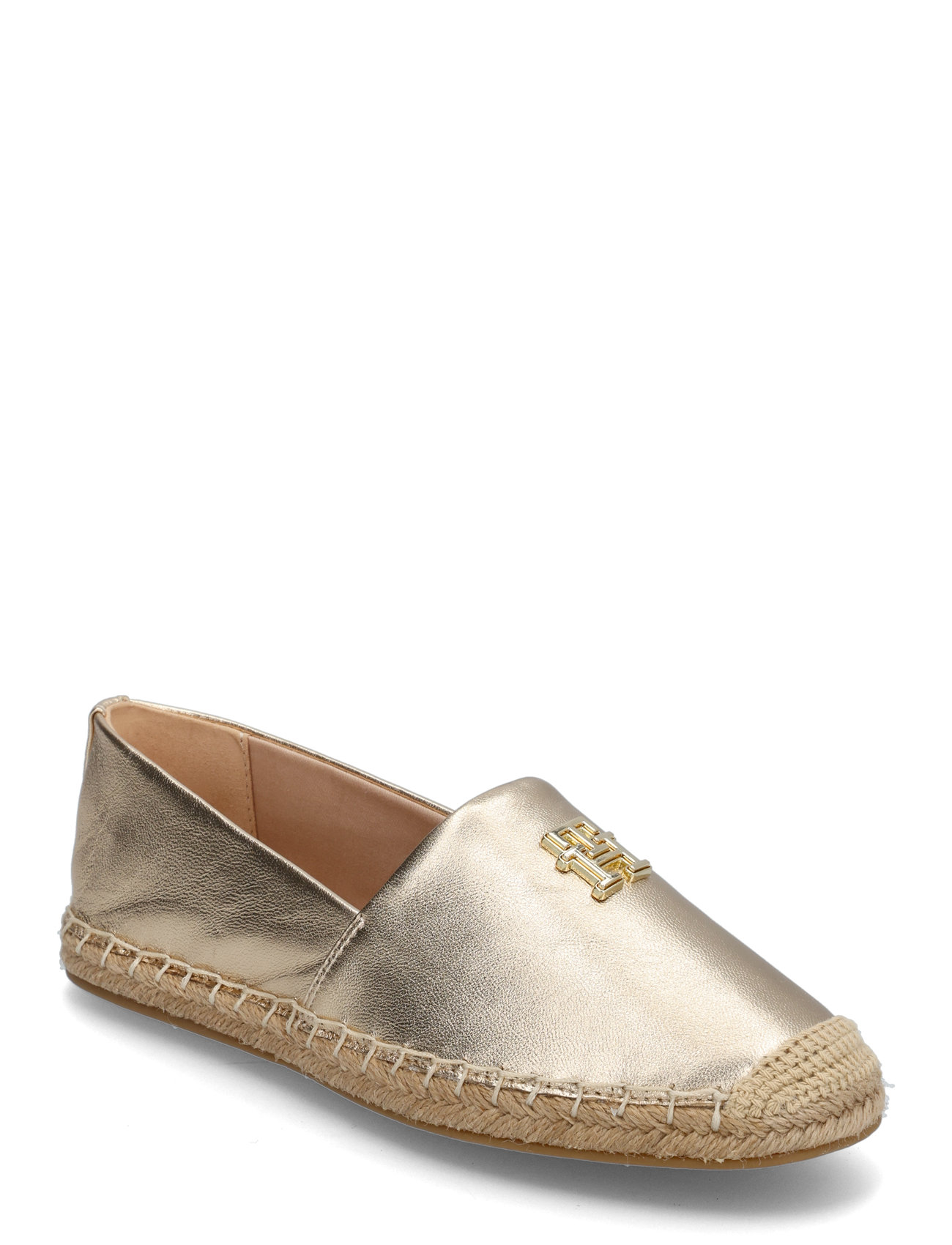 Th Logo Metallic Leather Espad Sandaler Espadrilles Lave Gold Tommy Hilfiger