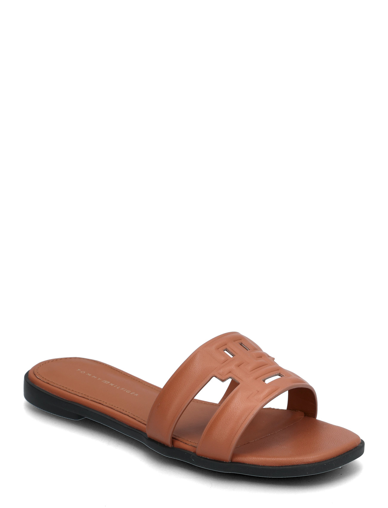 Th Logo Strap Mule Shoes Sandals Flat Sandals Brown Tommy Hilfiger