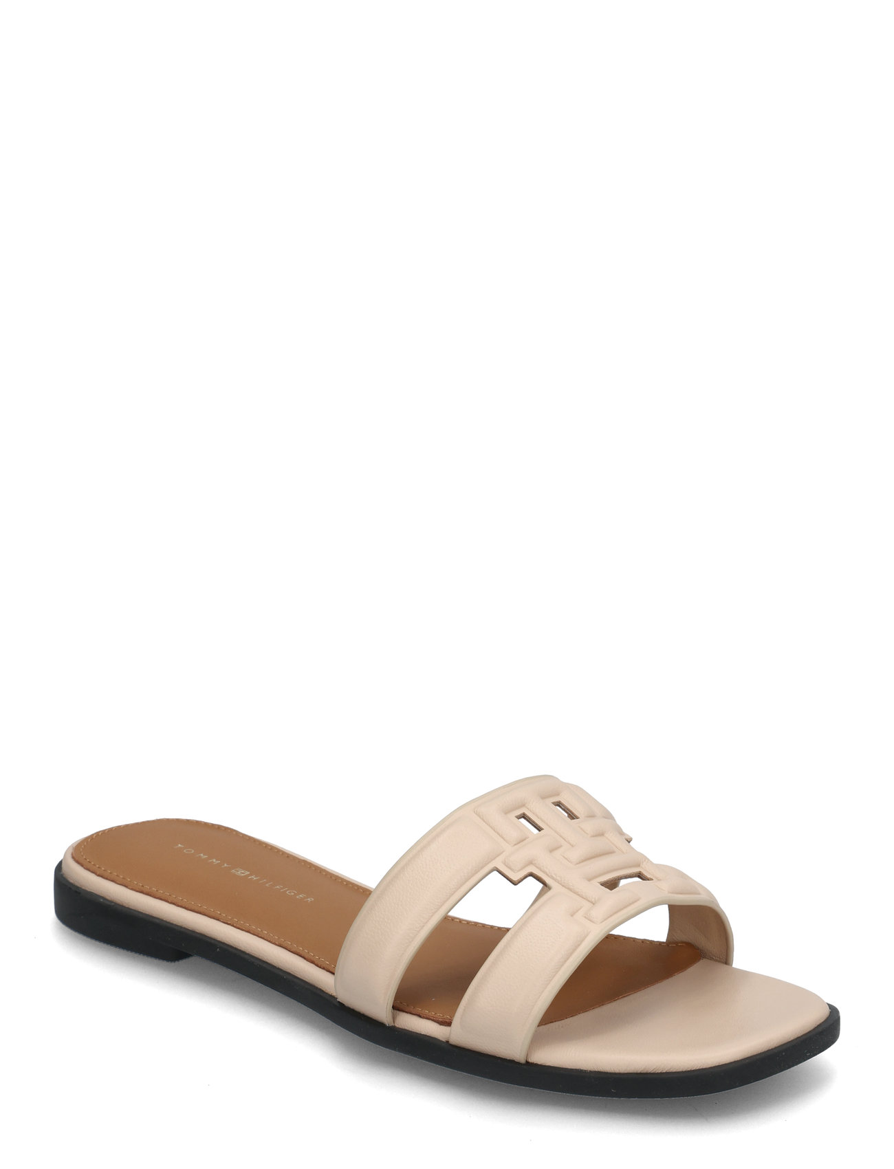 Th Logo Strap Mule Shoes Sandals Flat Sandals Beige Tommy Hilfiger