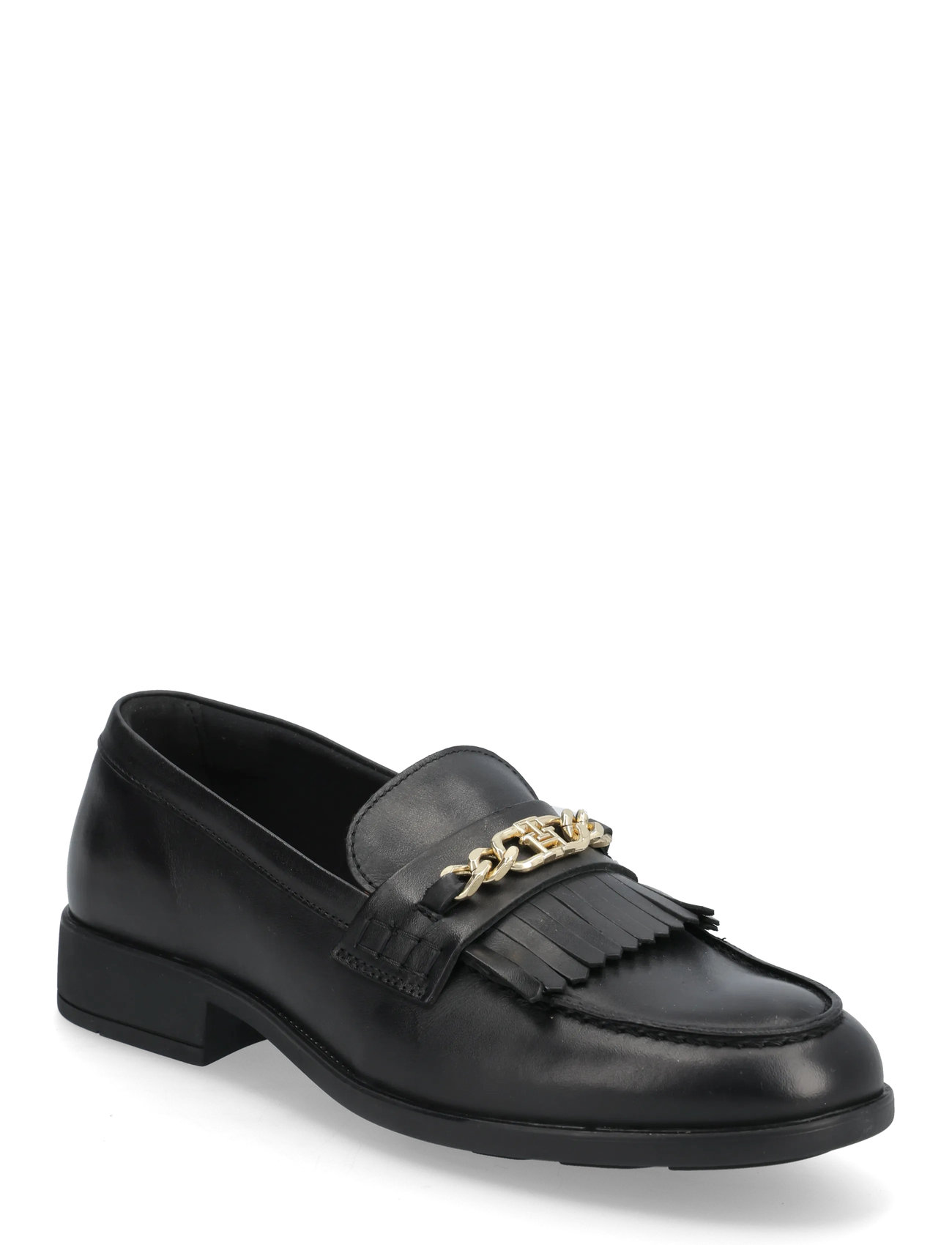 Tommy Hilfiger Th Chain Fringe Leather Loafer, 36, Black, Sko > Flats, Dame