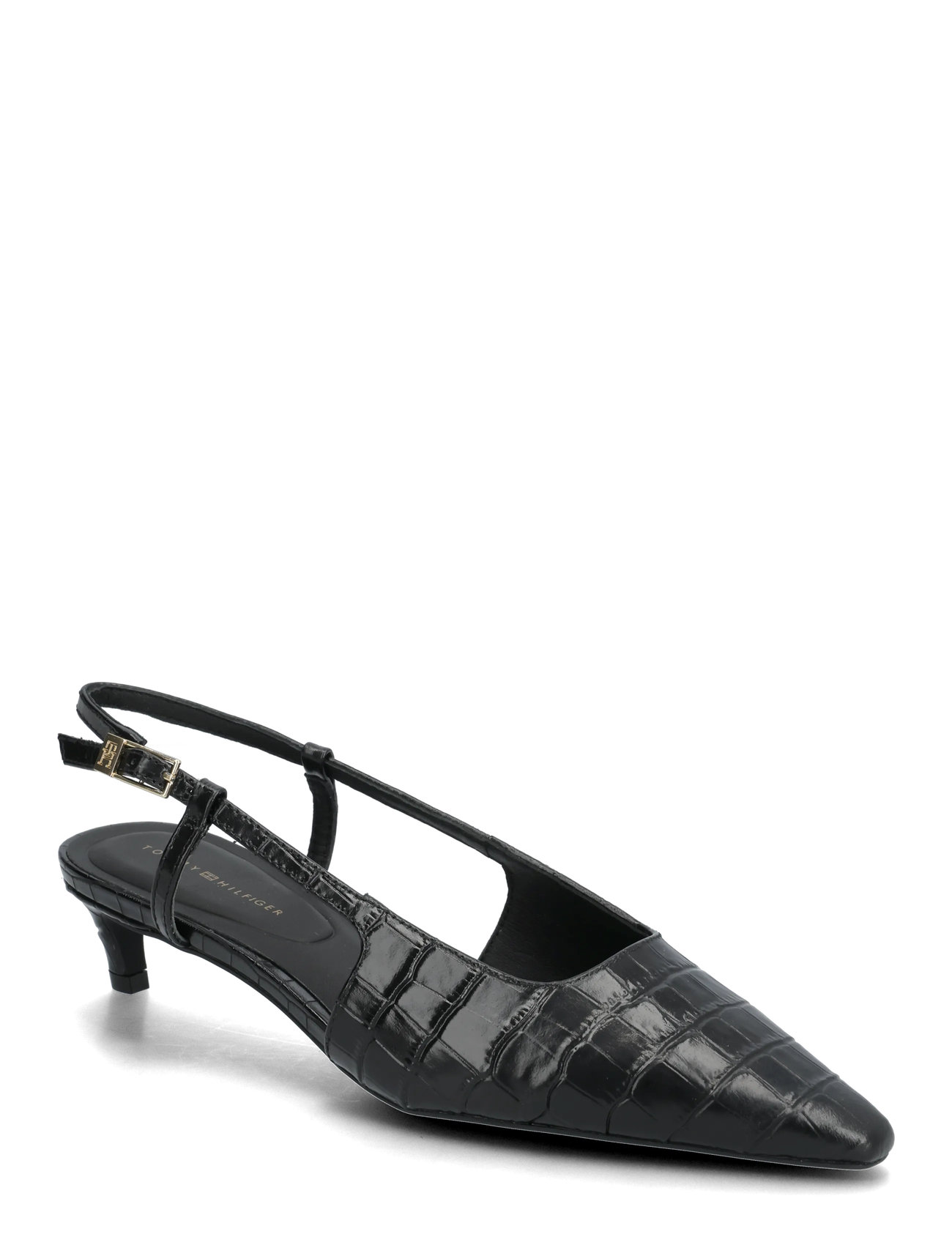 TOMMY HILFIGER Croc Slingback Slanted Heel Schwarz - 38 - Damen