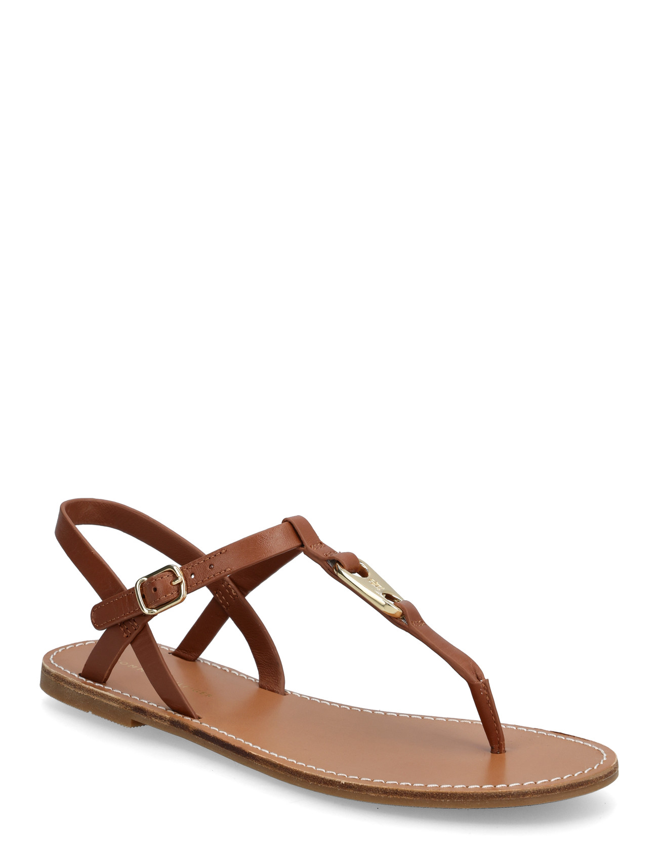 Tommy Hilfiger Leather Thong Sandal, 41, Brown, Sandaler > Flade Sandals, Dame