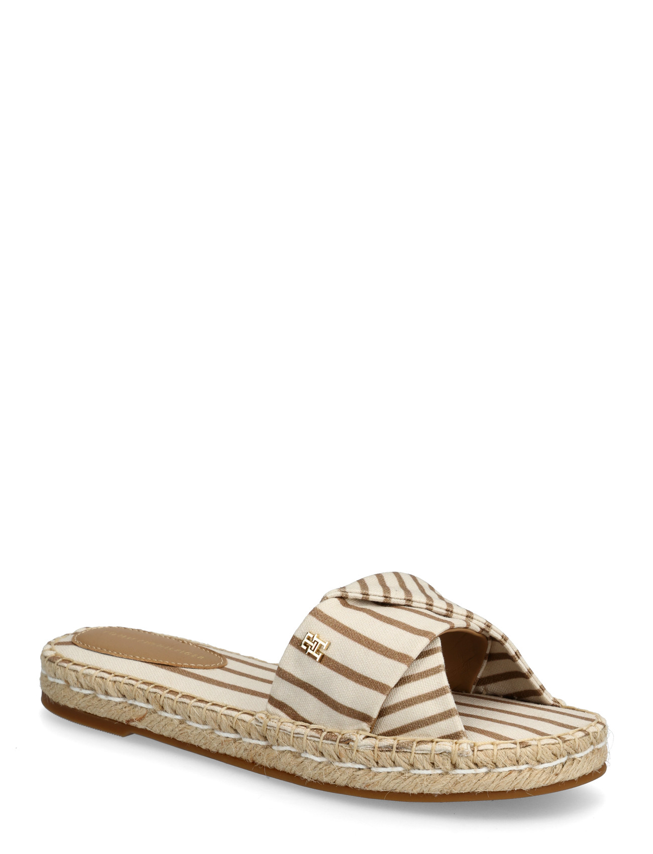 TOMMY HILFIGER Espadrille Mule Sandale Stripes Cream - 42 - Damen