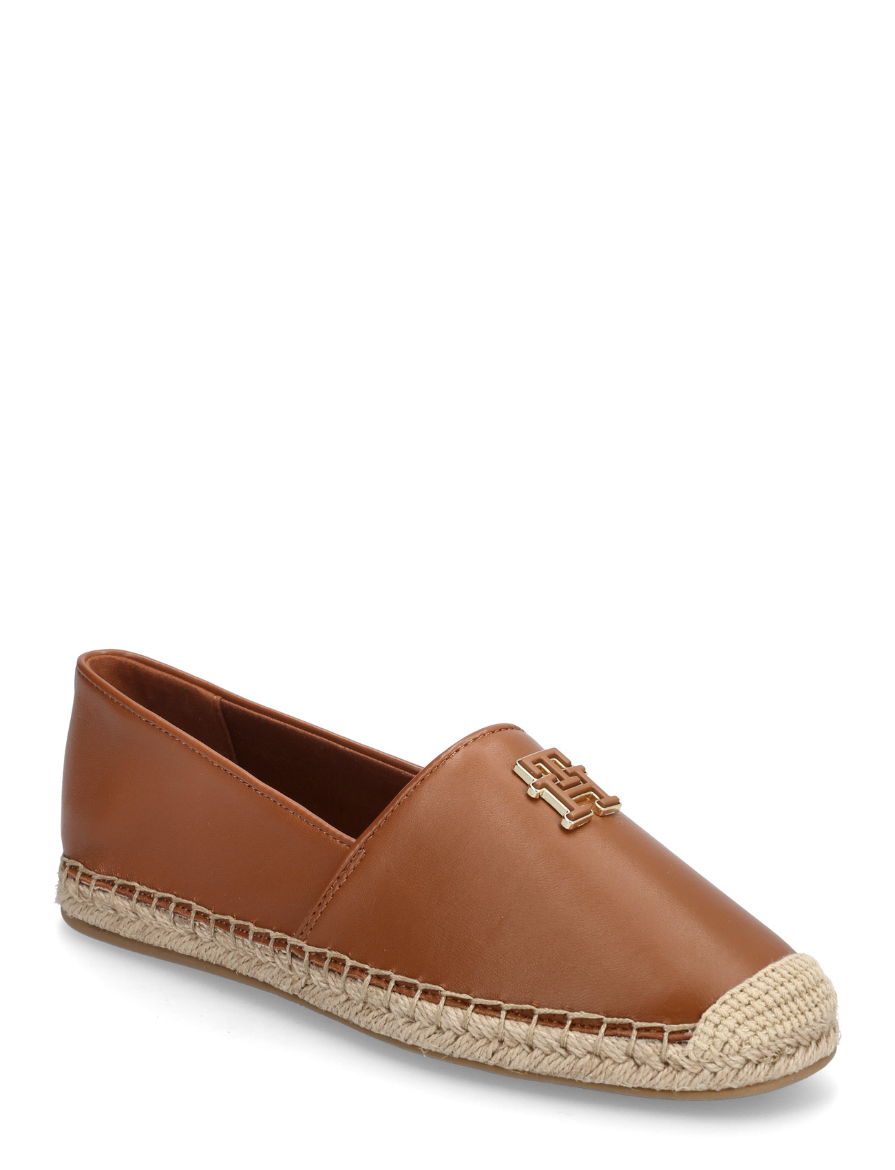 Tommy Hilfiger Th Logo Leather Espadrille, 36, Brown, Espadriller > Flade Espadriller, Dame