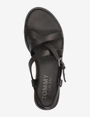 Tommy Hilfiger - TOMMY JEANS LEATHER  SANDAL - flat sandals - black - 3