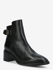 black mid heel ankle boot