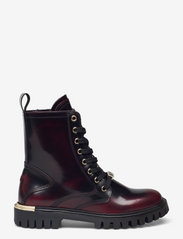 Tommy Hilfiger - POLISHED LEATHER LACE UP BOOT - flat ankle boots - deep rouge - 1