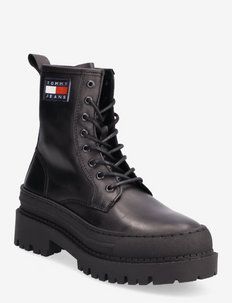 TOMMY JEANS LACE UP BOOT - flache stiefeletten - black