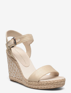 SHINY TOUCHES HIGH WEDGE SANDAL - heeled espadrilles - light gold