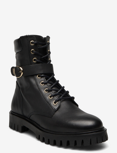 BUCKLE LACE UP BOOT - laced boots - black