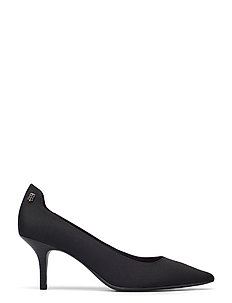 black pointed mid heels